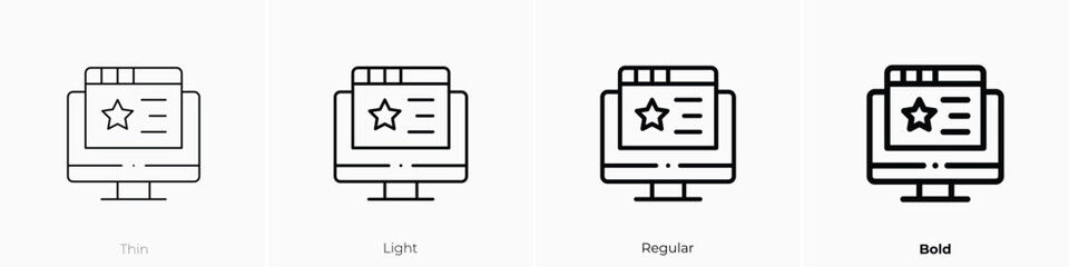 browser icon. Thin, Light, Regular And Bold style design isolated on white background