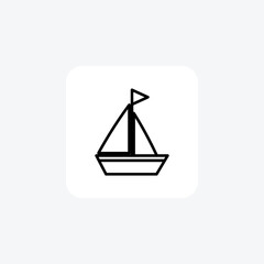 Sail Ship, Boat, Nautical Vector Line Icon