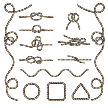 Rope knots isolated brush stroke Vector Design Element