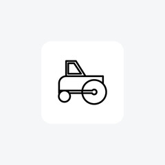 Road Roller, Consturction Vehicle, Road Vector Line Icon