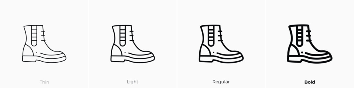 boot icon. Thin, Light, Regular And Bold style design isolated on white background