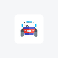 Tractor, Farm Vehicle, Agriculture Vector Flat Icon