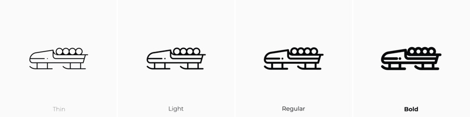 bobsled icon. Thin, Light, Regular And Bold style design isolated on white background - obrazy, fototapety, plakaty