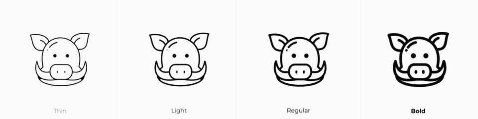 boar icon. Thin, Light, Regular And Bold style design isolated on white background - obrazy, fototapety, plakaty