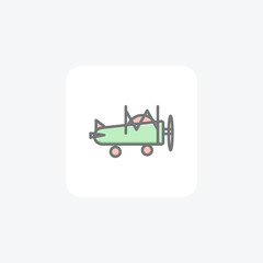 Plane, Aircraft, Flight Vector Awesome Fill Icon
