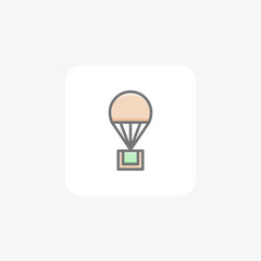 Gas Balloon, Hot Air Balloon, Air Travel Vector Awesome Fill Icon