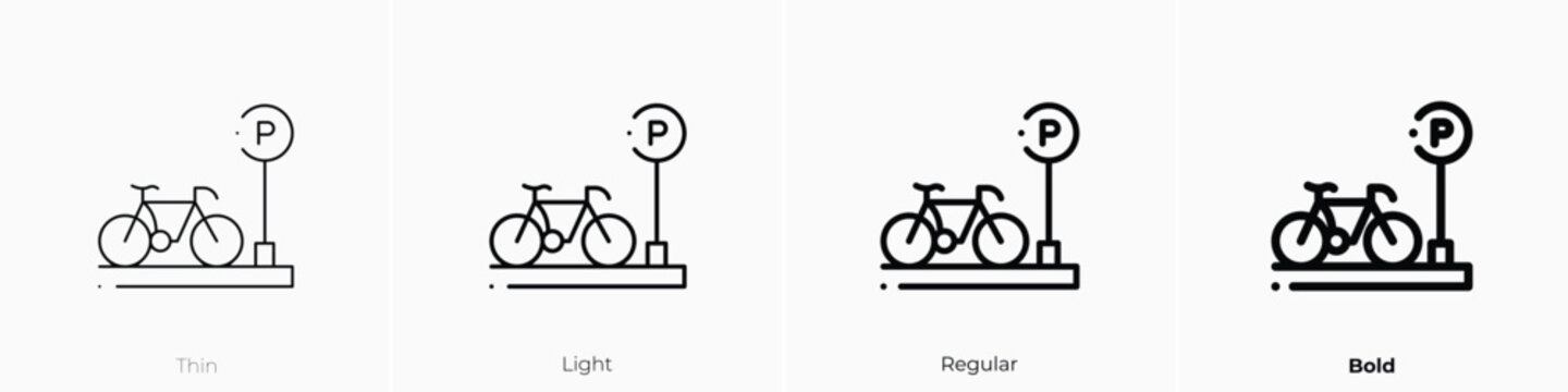 bike parking icon. Thin, Light, Regular And Bold style design isolated on white background