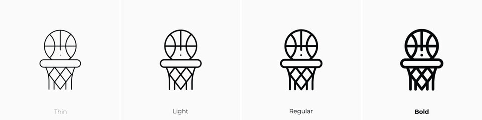 Fototapeta na wymiar basketball icon. Thin, Light, Regular And Bold style design isolated on white background