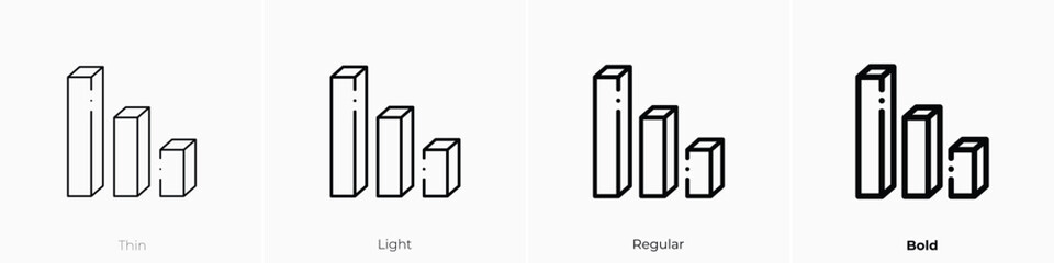 bar chart icon. Thin, Light, Regular And Bold style design isolated on white background