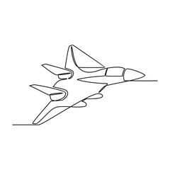 Fototapeta na wymiar One continuous line drawing of airplane as air vehicle and transportation with white background.Air transportation design in simple linear style.Non coloring vehicle design concept vector illustration