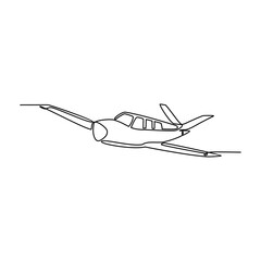 One continuous line drawing of airplane as air vehicle and transportation with white background.Air transportation design in simple linear style.Non coloring vehicle design concept vector illustration