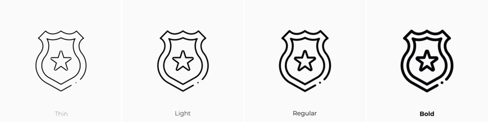 badge icon. Thin, Light, Regular And Bold style design isolated on white background