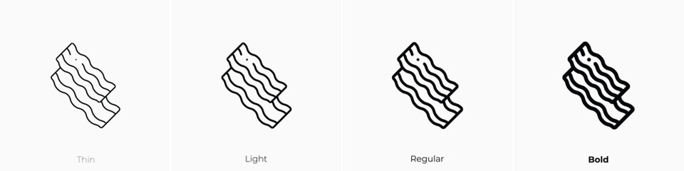 bacon strips icon. Thin, Light, Regular And Bold style design isolated on white background