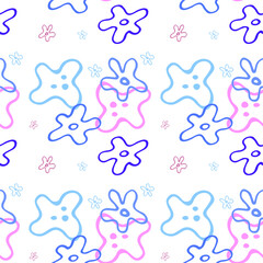 Seamless baby pattern texture flowers blue and pink