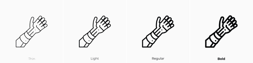 arm icon. Thin, Light, Regular And Bold style design isolated on white background