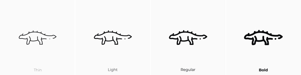 ankylosaurus icon. Thin, Light, Regular And Bold style design isolated on white background