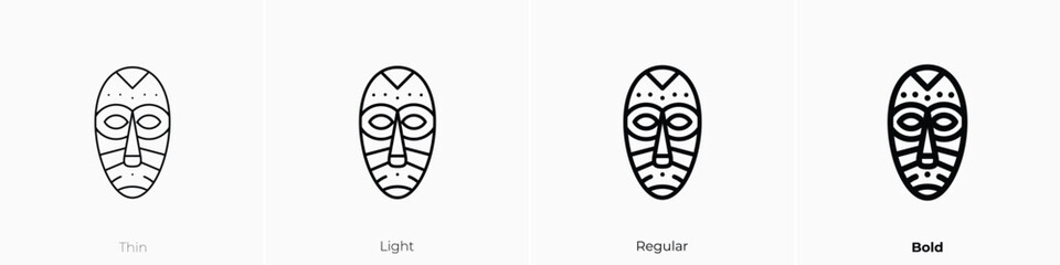 african mask icon. Thin, Light, Regular And Bold style design isolated on white background