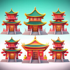 Chinese Pagoda Illustrations