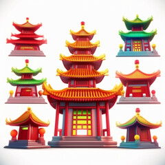 Chinese Pagoda Illustrations