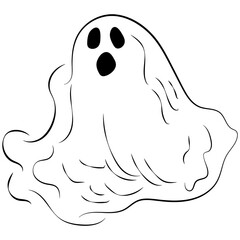 Flying ghost in linear style.