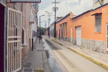 A colonial Street In South America. Barcelona, Anzoategui State, Venezuela. Historic Center of Barcelona