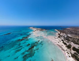 Foto op Plexiglas Elafonissi Strand, Kreta, Griekenland Panoramic drone shot over Elafonisi beach - Crete, Greece