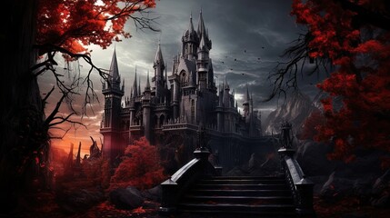 Dark Castle Halloween. Generative AI
