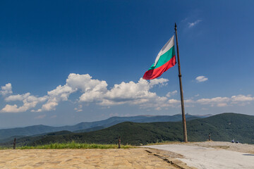 Flag of Bulgaria at the Liberty Memorial on Shipka Peak, Bulgaria
