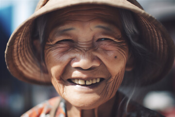 cheerful smiling  asian adult senior woman