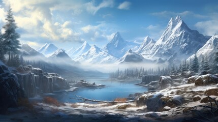 Fototapeta na wymiar Amazing Winter Style Game Artwork