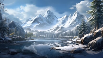 Fototapeta na wymiar Amazing Winter Style Game Artwork
