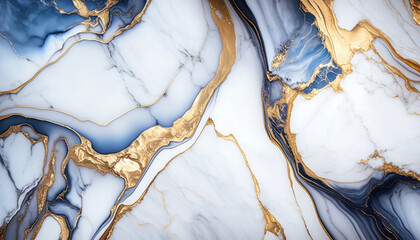 golden marble abstract background with blue. Generative AI