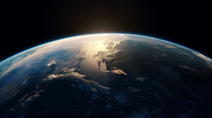 planet earth at night from afar. Generative AI