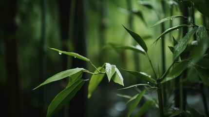 Fototapeta na wymiar Green bamboo in the forest. Generative AI