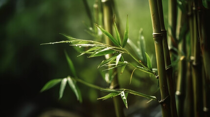 Green bamboo in the forest. Generative AI