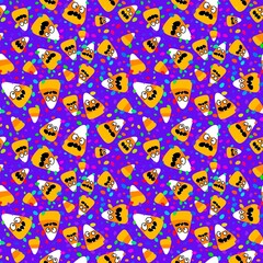 Halloween cartoon candy seamless sugar monster pattern for wrapping paper and fabrics and kids clothes print