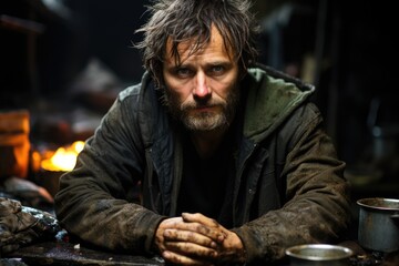 Fototapeta premium Poor homeless people visualized on a professional Stockphoto