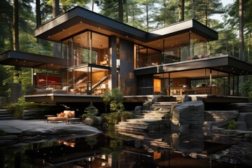 Obraz premium Modern Architecture in the woods