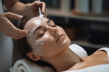 Cosmetologist applying chemical peel product