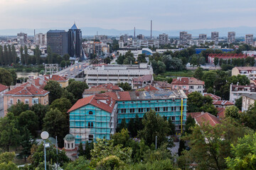 Evening skyline of Plovdiv, Bulgaria