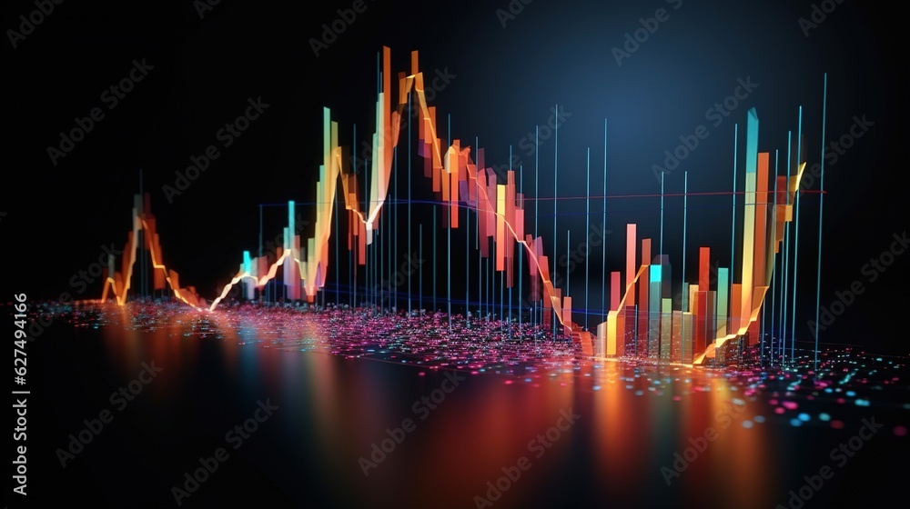 Poster futuristic raise arrow chart digital transformation abstract technology background. big data and bus
