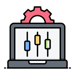 Laptop Settings Line Color Icon