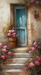 Obraz na płótnie Canvas door and flowers in region