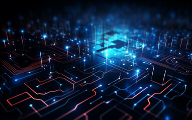 Digital technology futuristic banner with circuit lines 