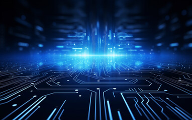 Digital technology futuristic banner with circuit lines 