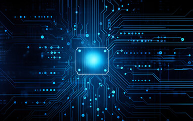 Digital technology futuristic banner with circuit lines 