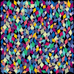 Fondo abstracto geométrico con rombos de colores alegres sobre negro.