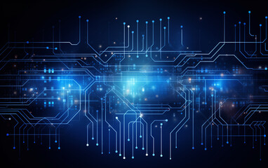 Digital technology futuristic banner with circuit lines 