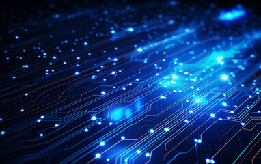 Obraz premium Digital technology futuristic banner with circuit lines 