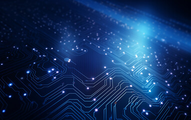 Fototapeta premium Digital technology futuristic banner with circuit lines 